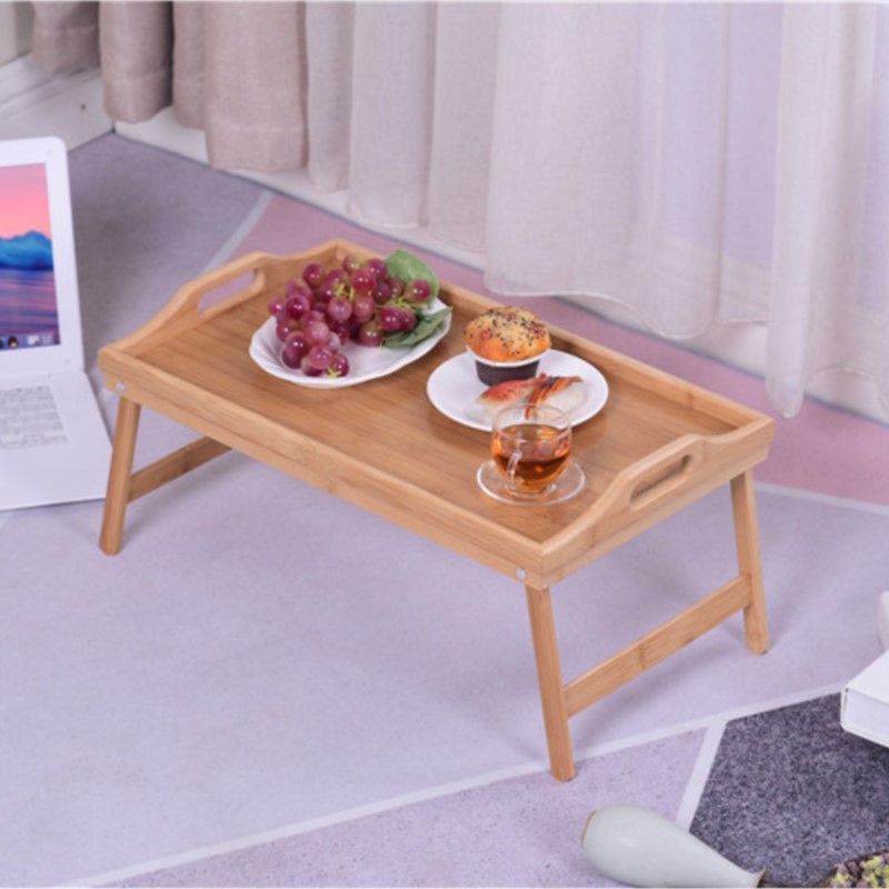 Laptop Stand Bamboo - Taşınabilir Bambu Ahşap Yatak Tepsisi Kahvaltı
