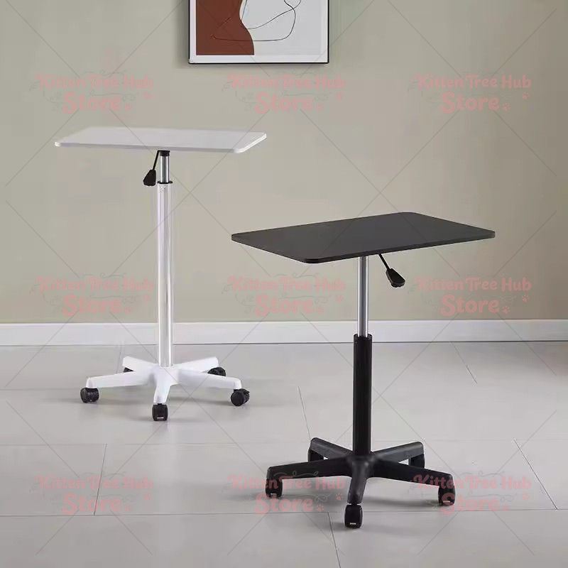 Laptop Stand Bamboo - Tekerlekli, Yüksekliği Ayarlanabilir Mobil Masa, Yatak