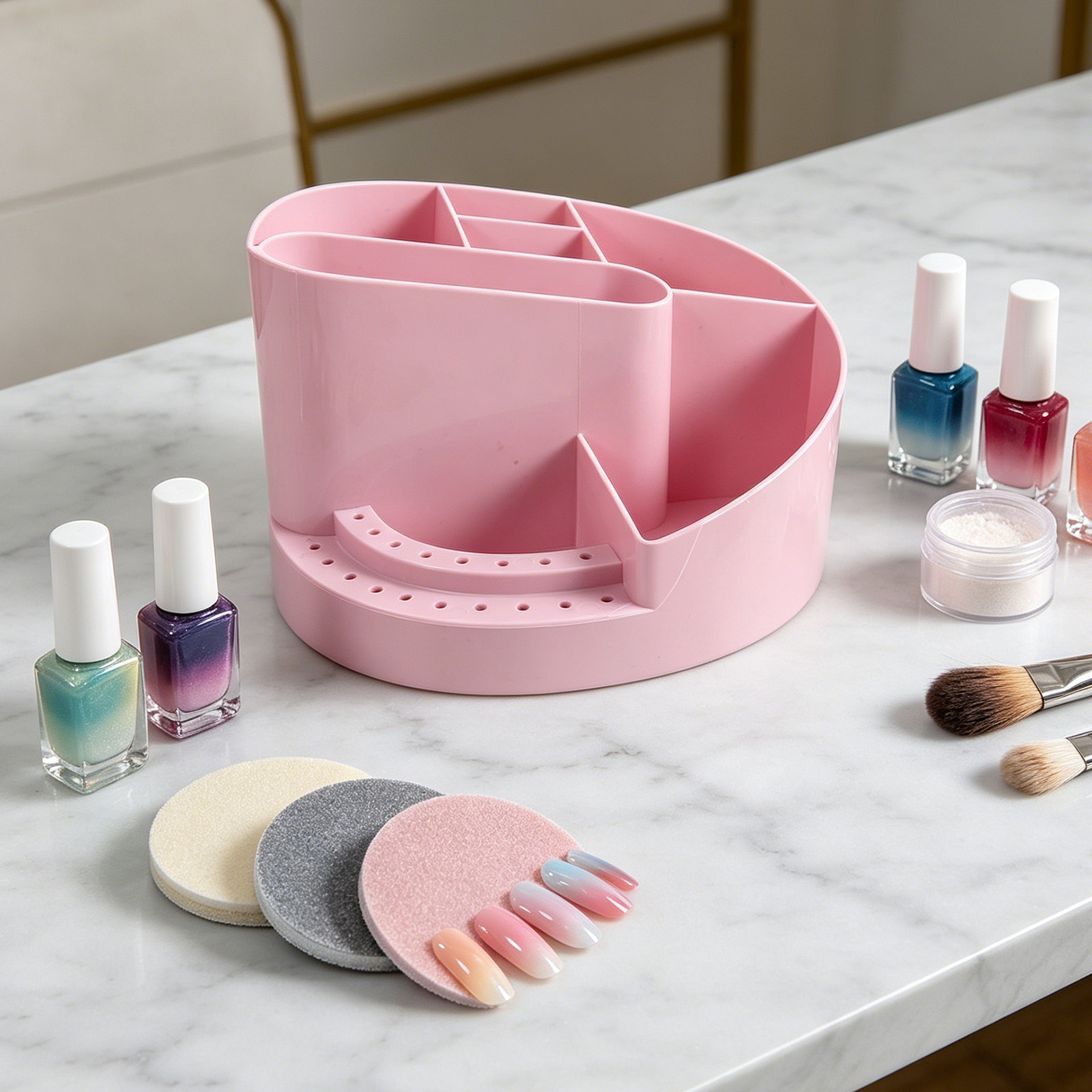 Tech Accessories Case - 7 Bölmeli Plastik Manikür Aletleri Tutucu