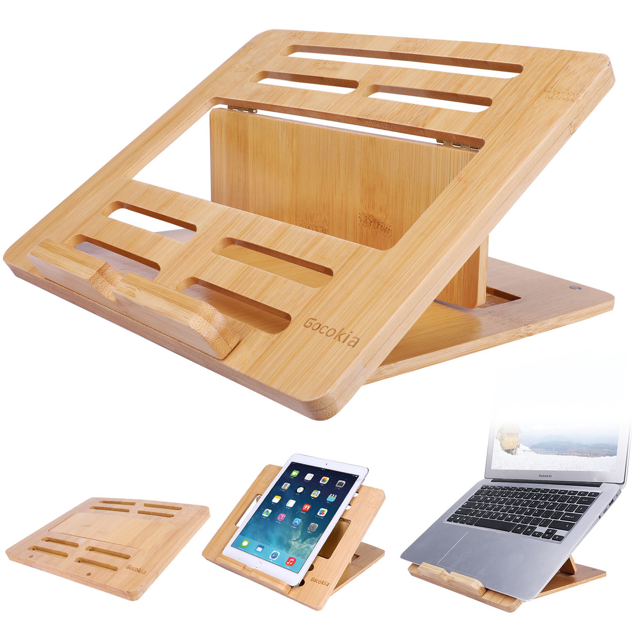 Laptop Stand Bamboo - Bambu katlanabilir dizüstü bilgisayar standı ile