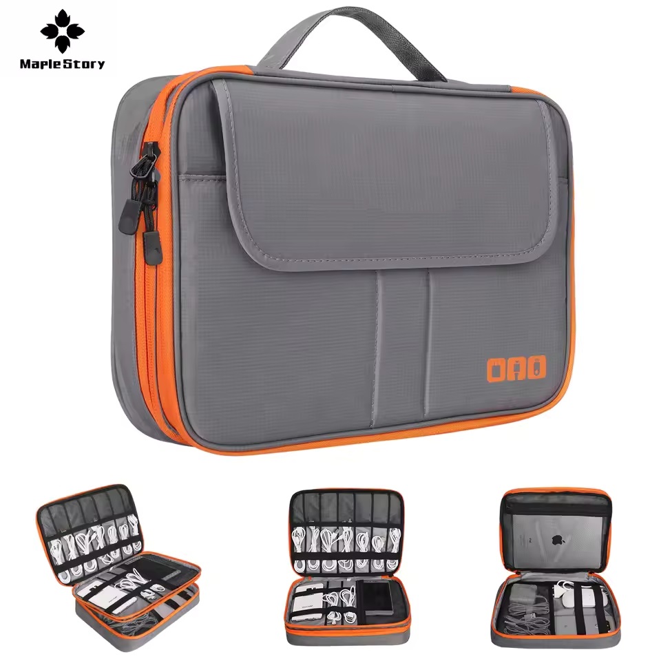 Tech Accessories Case - Seyahat Çift Katmanlı Dijital Saklama Çantası