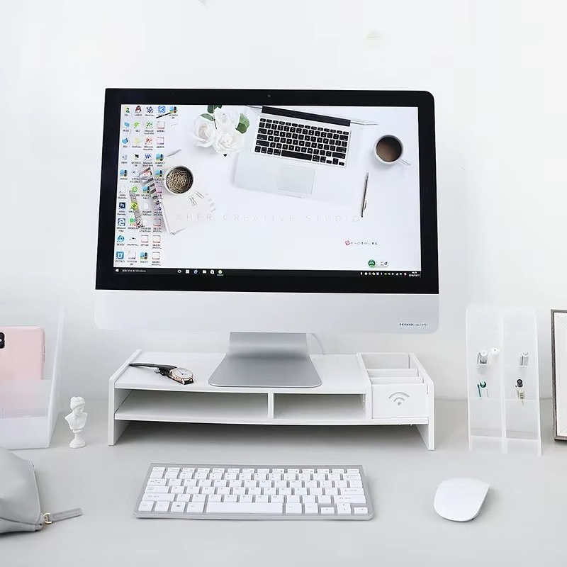 Laptop Stand Bamboo - &cSpace Tasarruflu 2 Katmanlı Bambu Dizüstü